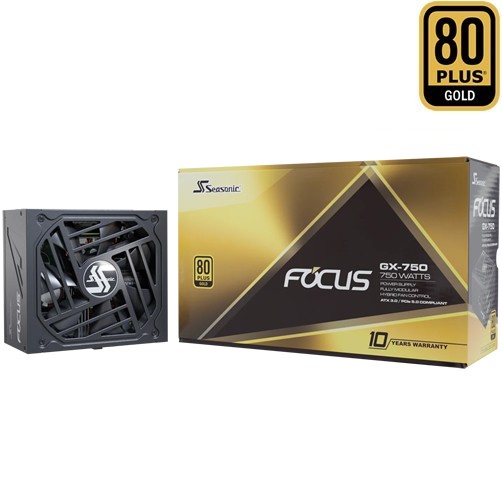 Fuente de Poder Seasonic Focus GX-750 ATX 3 - Negro - 750 W 80 Plus Gold - Full Modular - SRP-FGX751-A5A32SF