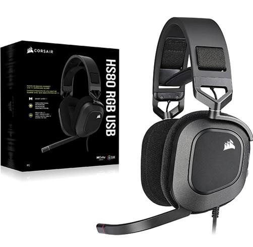 Headset Corsair HS80 RGB USB - Negro - CA-9011237-NA