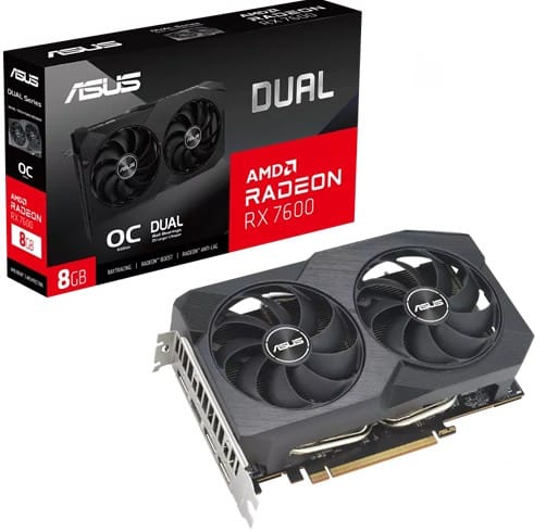 Tarjeta de Video Asus Dual AMD Radeon RX7600 - 8 GB - 90YV0LD0-M0AA00