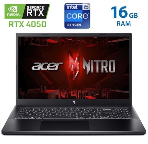 Laptop Acer Nitro V 15 - i5 13420H - 16 GB DDR5 - RTX 4050 6 GB - SSD 512 GB - 15.6" FHD 165 Hz - NH.QN8AL.00N