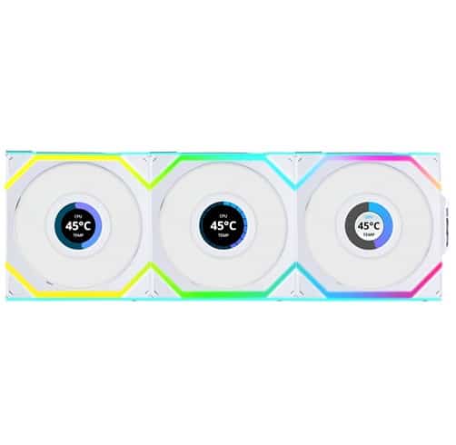 Ventiladores LianLi Uni Fan SL Wireless LCD 120 - Blanco - Pack 3 - ARGB - 12SLLCD1W3W