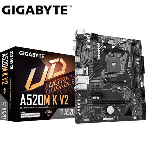 Tarjeta Madre Gigabyte A520M K V2 PCIe Gen3 x4 M.2 with PCIe NVMe DDR4 Socket AM4