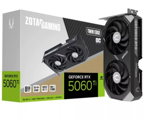 Tarjeta de Video Zotac Gaming Geforce RTX 5060 Ti 8 GB Twin Edge OC - Negro - P288-1N777-300Z8