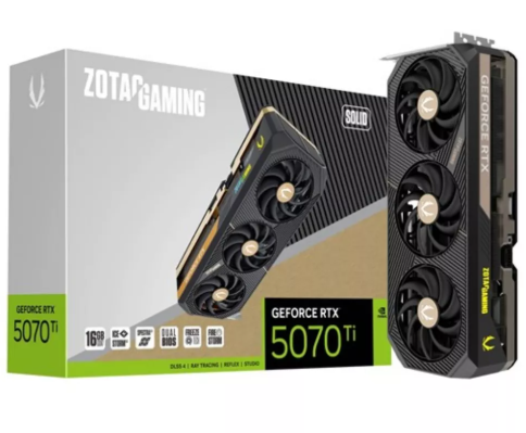 Tarjeta de Video Zotac Gaming Geforce RTX 5070 Ti Solid SFF OC 16GB - Negro - P288-2N765-700Z8