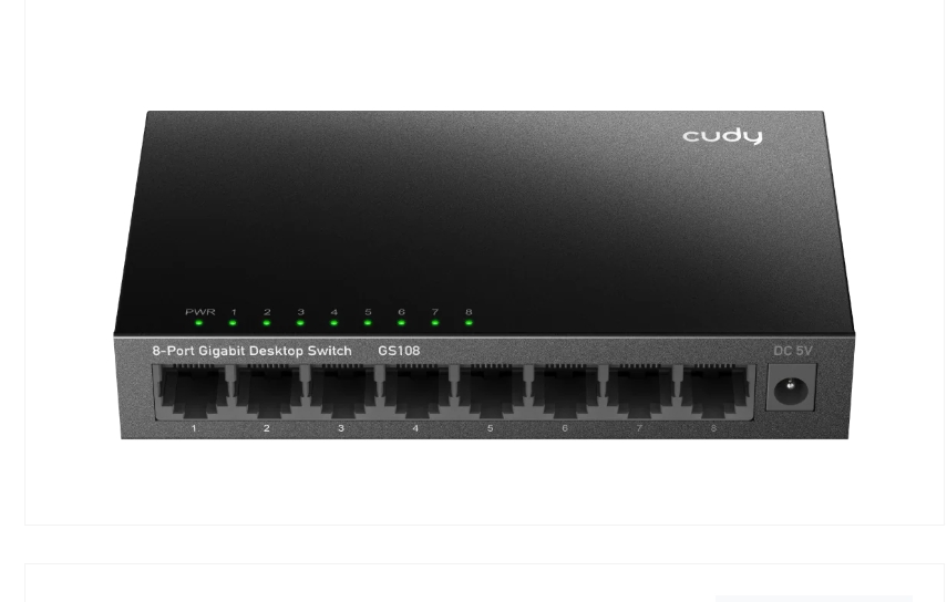 Switch Cudy 8 Puertos 10/100/1000 Mbps - Negro - GS108