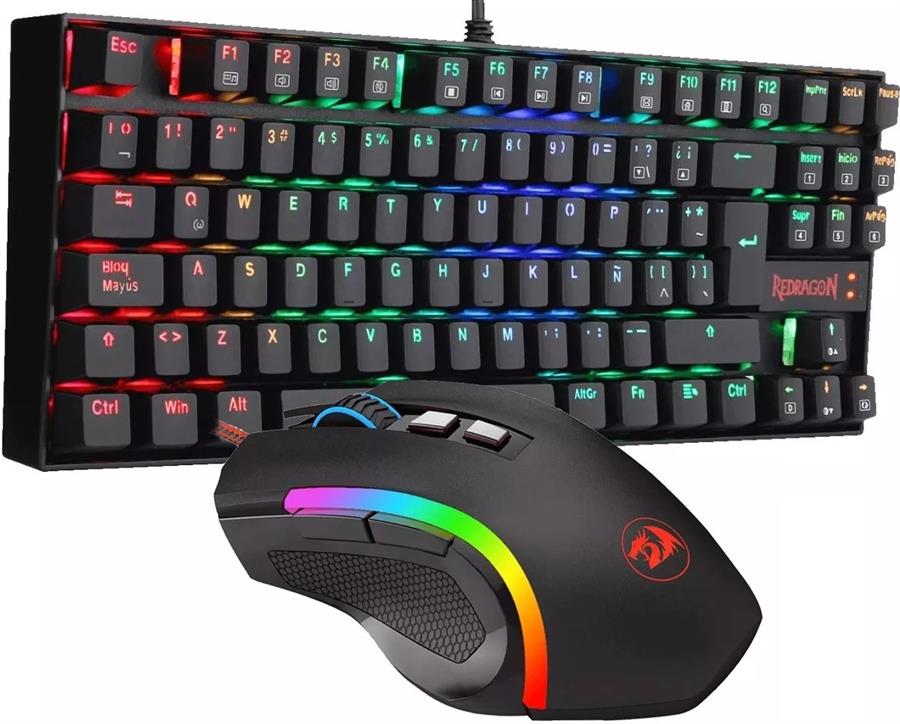 Combo Teclado y Mouse Redragon Gaming Essentials - Croma RGB Dust-Proof Blue - K552RGB-BA
