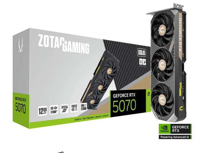 Tarjeta de Video Zotac Gaming Geforce RTX 5070 Solid OC 12 GB - Negro - P288-1N764-301Z8 