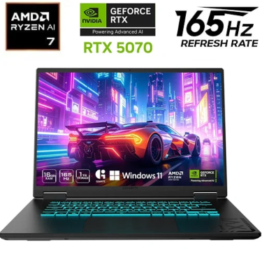 Laptop Gigabyte Gaming A16 - Ryzen 7 260 - RTX 5070 8 GB - 16 GB DDR5 - 1 TB SSD - 16" FHD+ - 9RGA6AB7WHKHJK0LA3M0