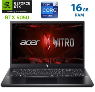 Laptop Acer Nitro V15 - I5 13420H - 16 GB DDR4 - SSD 512 GB - RTX5050 - 15.6" - IPS - 165Hz - Obsidian Black - NH.U1PAA.