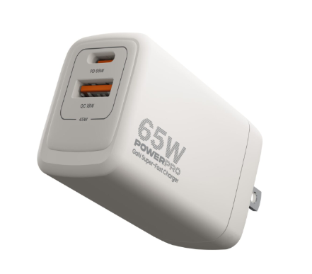 Cargador UNNO TEKNO Power Pro - Super Fast dual port 65W travel charger - Blanco - PW5066WT