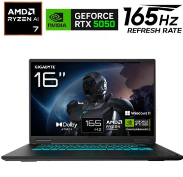 Laptop Gigabyte Gaming A16 - R7 260 - RTX 5050 8 GB - 16 GB DDR5 - 512 GB SSD - 16" FHD+ - 3THK3LA893PD