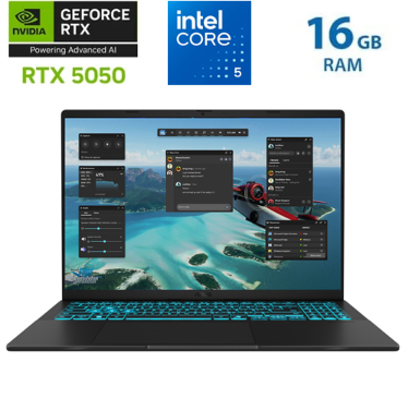 Laptop ASUS V16 - Intel Core 5 210H - GeForce RTX 5050 8GB - 16GB DDR5 - 512GB SSD - Matte Black - 90NB16L1-M008E0