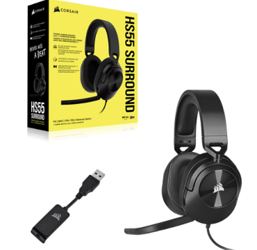 Headset Corsair HS55 Surround V2 - 3,5mm - Dolby Atmos - Negro - CA-9011389-WW