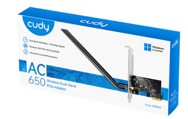 Adaptador Wifi Cudy AC650 - PCIe - Dual Band - WE650