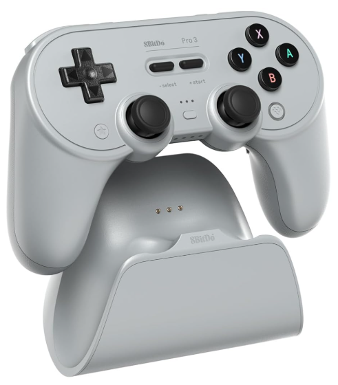 Control 8BitDo Pro 3 Bluetooth GamePad - 2.4G - Windows - Switch - SteamOS - Gris - 80GQ