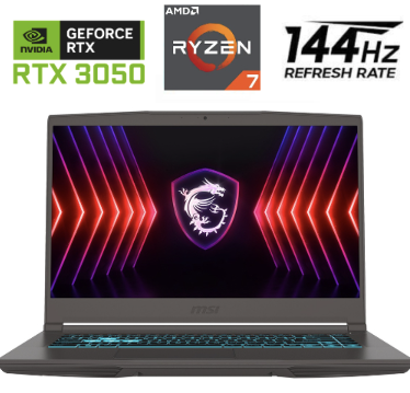 Laptop MSI ThinA15 B7UC - Ryzen 7 7735HS - Geforce RTX 3050 4GB DDR6 - SSD 512GB - 16GB DDR5 - 15.6" FHD - Comsos_Gray Windows 11 Pro