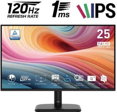 Monitor MSI PRO MP251L E2 - 24.5" - FHD - 1MS - 120Hz - Negro - 9S6-3PD2CM-021
