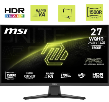 Monitor MSI 27" MAG 275CQF E18 - 2560x1440 - 180Hz - 0.5ms - Black - 9S6-3CE91H-004