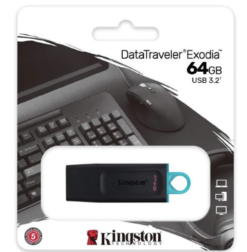 Memoria USB Kingston DataTraveler Exodia 64GB 3.2 - Negro Celeste - DTX/64GB-TW-SP