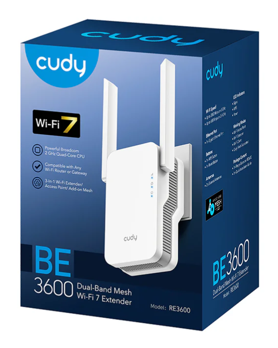 Extensor de Red Cudy BE3600 - Dual Band - Wifi7 - Blanco - RE3600_US V1.0