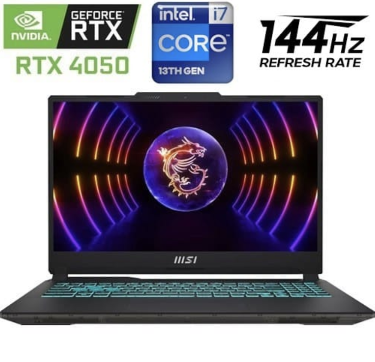 Laptop MSI Cyborg 15 - i7 13620H - 16GB DDR5 - RTX 4050 6 GB - 512GB - W11H - 15.6" 144Hz FHD - Translucent Black