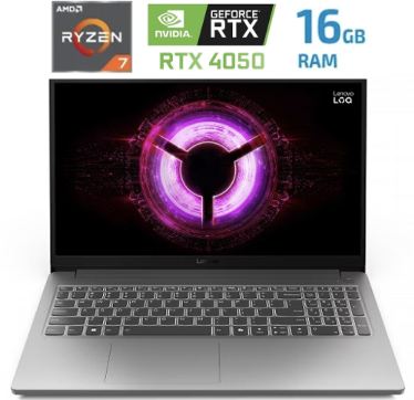 Lenovo LOQ - R7 7735HS - 16GB - 512GB SSD - RTX4050 - 15,6" FHD - WIN11H - Luna Grey - 83S00000US