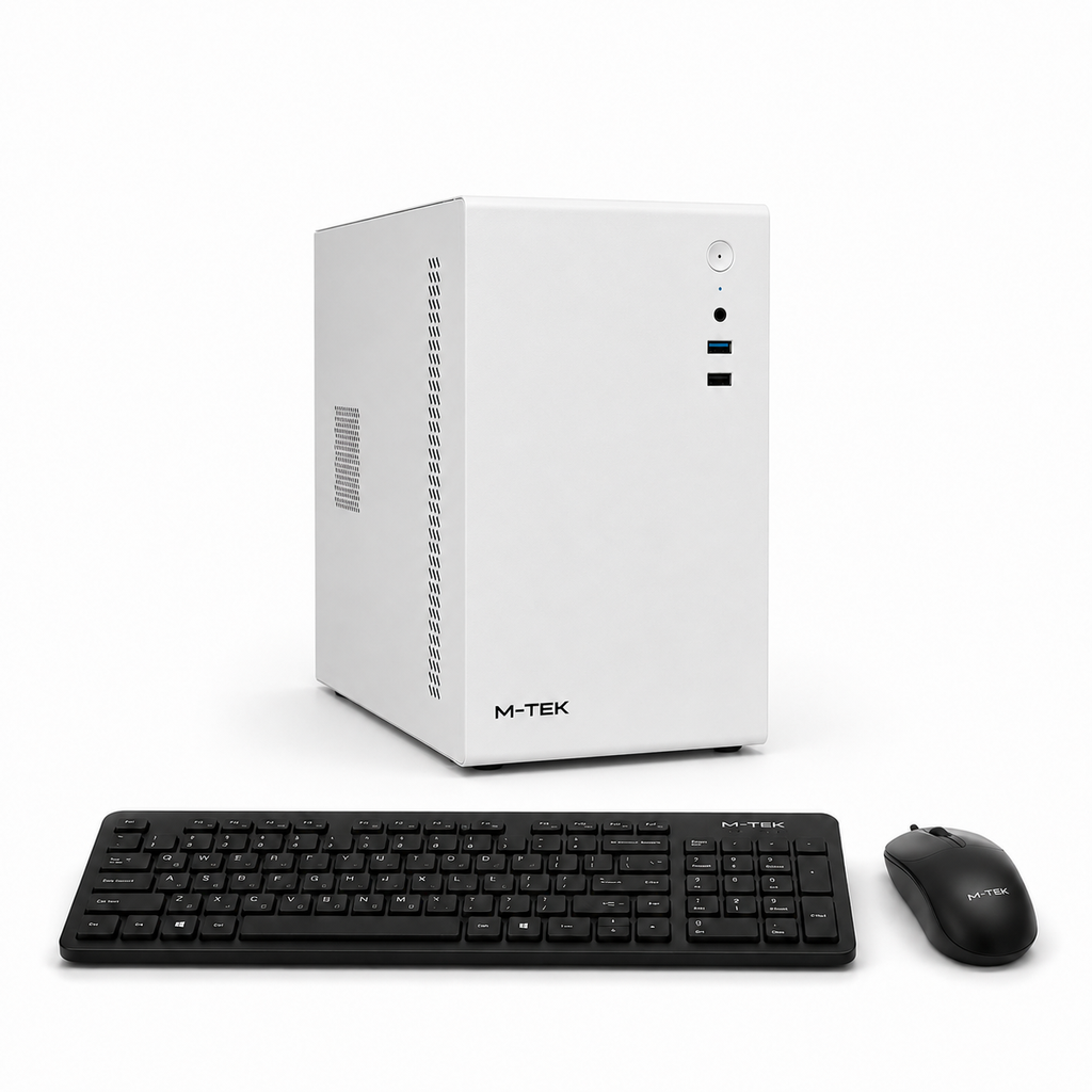PC M-TEK OFFICE 5600GT 16GB DE RAM M.2 256GB B450M-HDV CASE M-TEK A200 BLANCO CON FUENTE TECLADO Y MOUSE - W11PRO