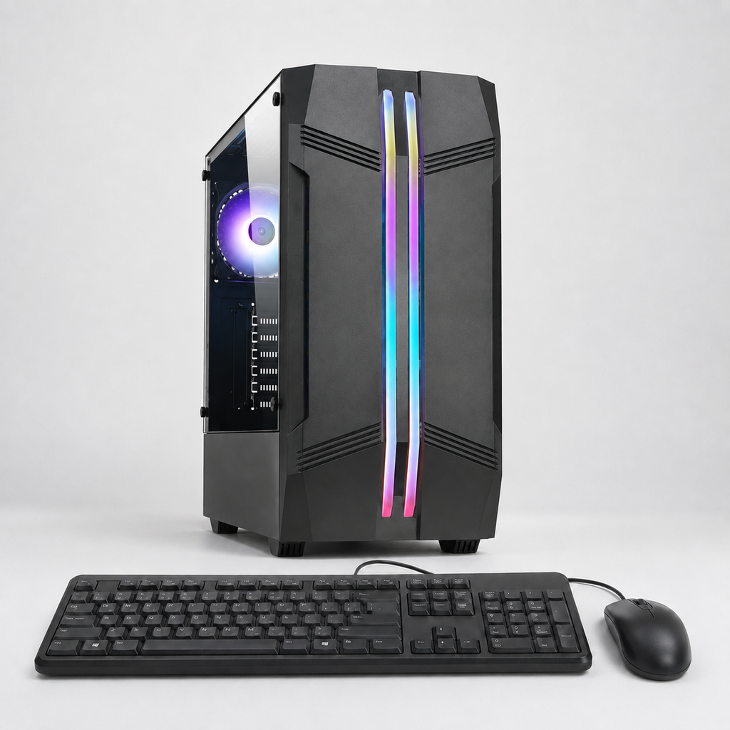 M-TEK PC RYZEN 5 3400G, B450M, Redragon RGPS 500W - 80 Plus, SSD 256GB, DDR4 16GB, CASE CERES, TECLADO MOUSE, WIND 11 PRO. 