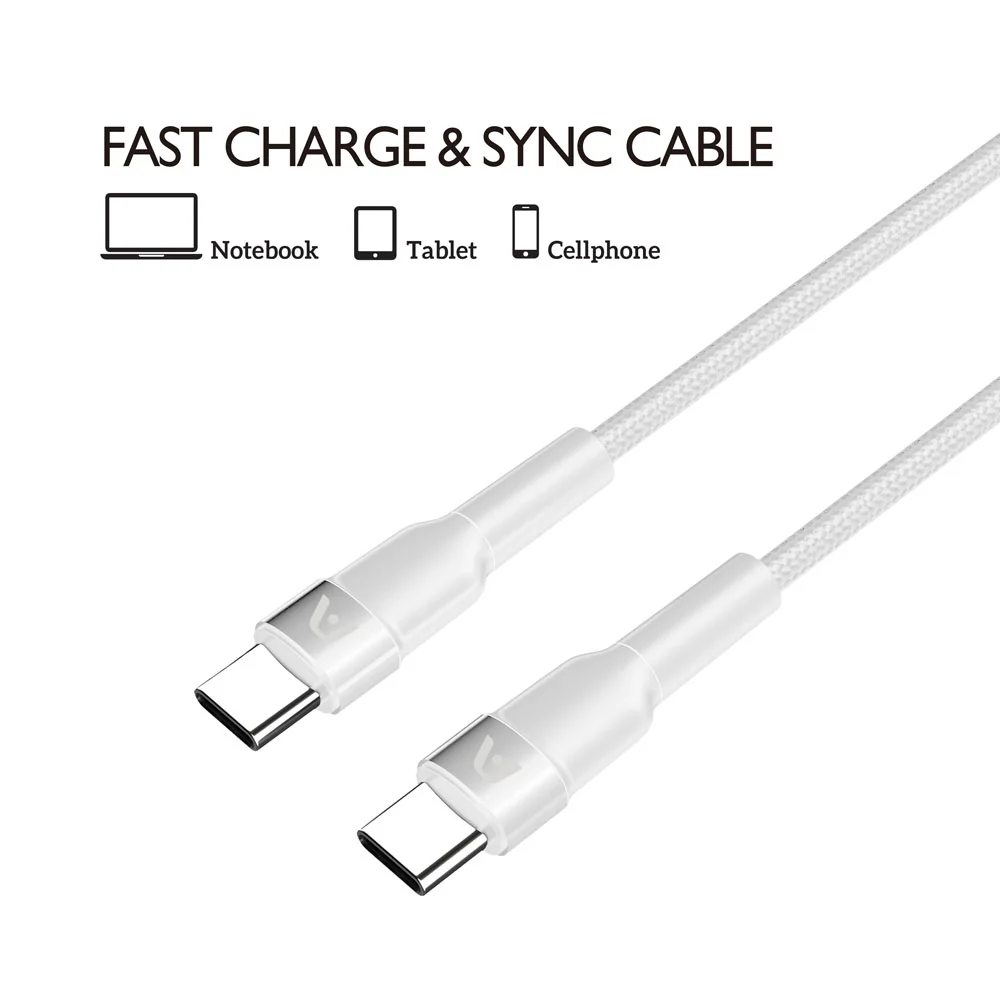 Cable ARGOM DURA SPEED FAST CHARGE 65W - 1.8M - Blanco - ARG-CB-0047WT