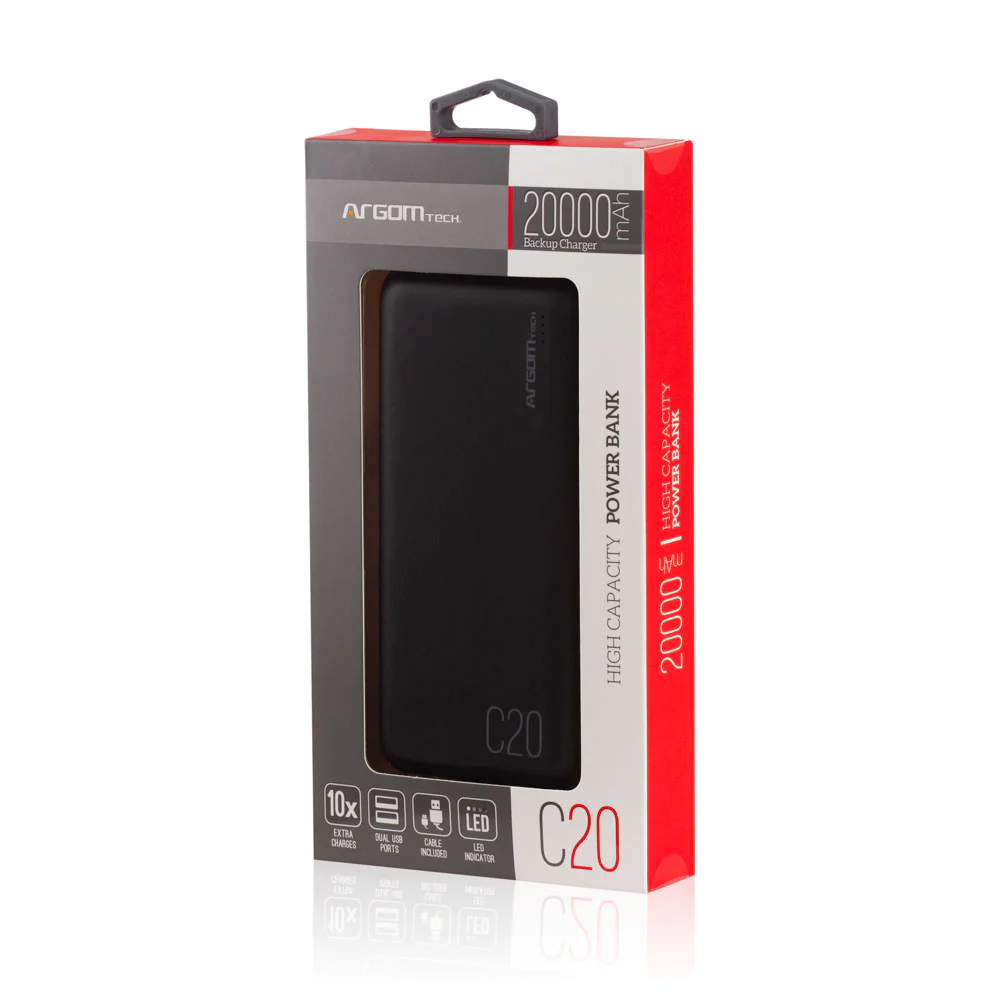 Powerbank Argom C20 20000mAh - Negro - ARG-PB-1145BK