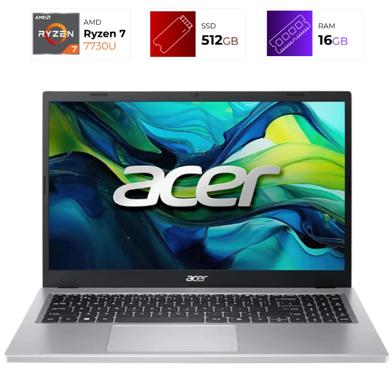 Laptop Acer Aspire Go 15 -  - 16GB DDR4 - SSD 512 - W11H - Pure Silver - NX-JJHAA.003