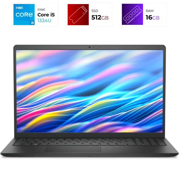 Laptop Dell 15 DC15250 - 15.6 FHD 120Hz - Intel Core I5 1334U - 16GB - SSD 512GB - W11H - Carbon Black - 07FW8
