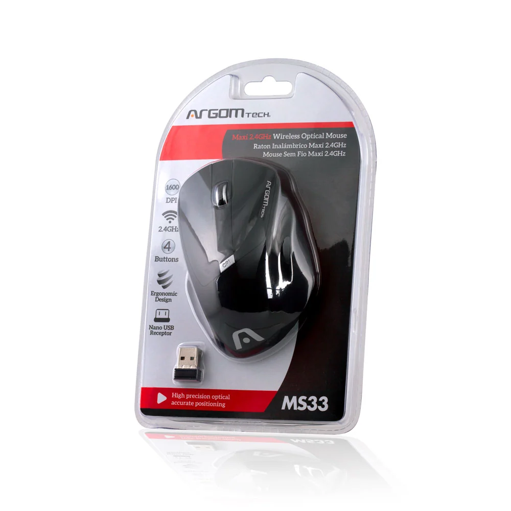 Mouse Argom MS33 Negro Maxi 2.4 Wireless - ARG-MS-0033BK