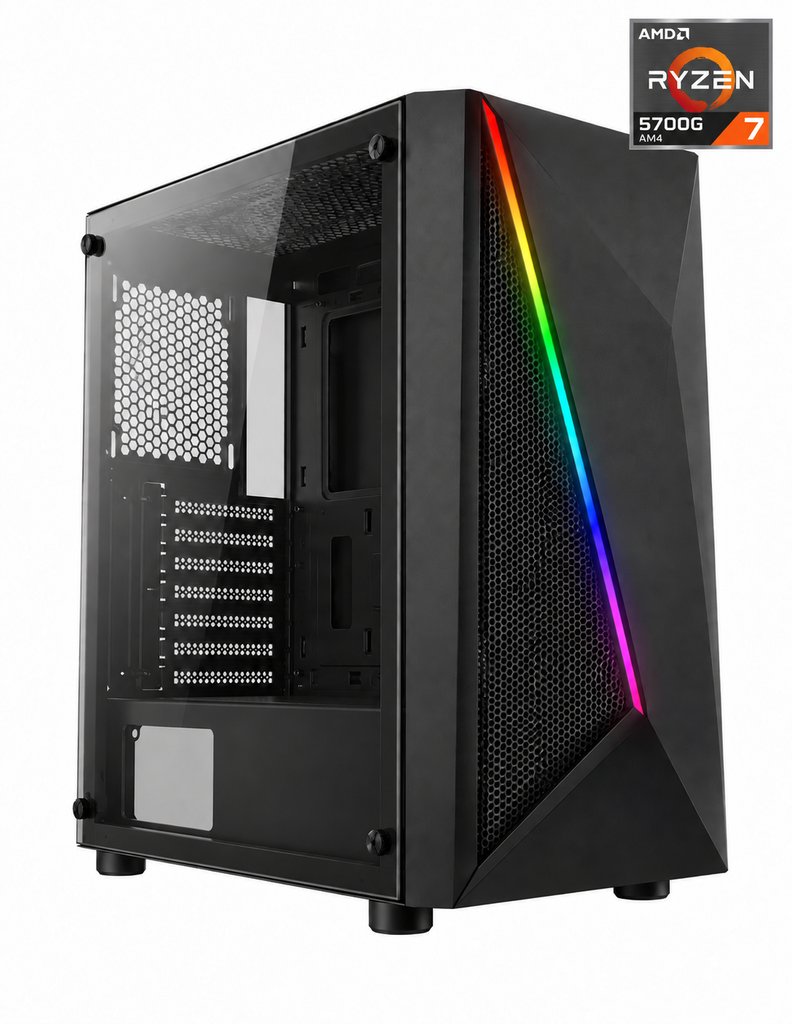 PC MTEK GAMING Basis - Ryzen 7 5700G | 16GB DDR4 | A520M | SSD 240GB | Case Delta RGB| 500W 80+ Redragon
