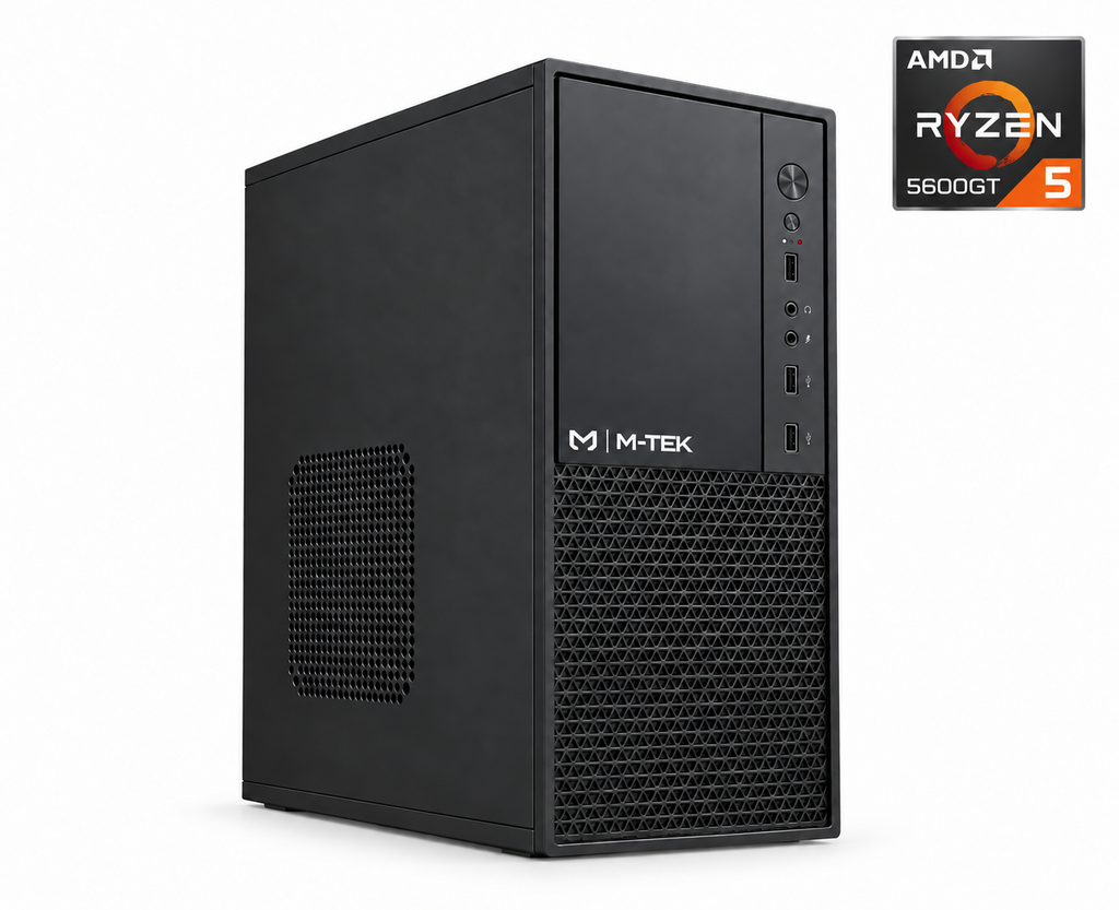PC M-TEK Procesador RYZEN 5 5600GT-16GB DDR4 3200MHZ-SSD 960GB-A520M HVS-CASE K4003 600W-WINDOWS 11 PRO