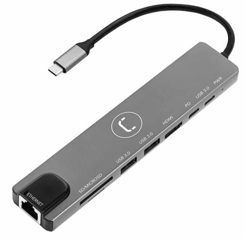 [USB0901] Hub Unno Tekno 8 en 1 - adaptador tipo C - HB1109SV