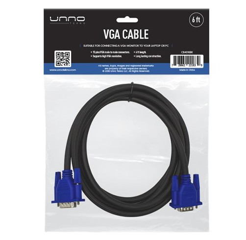 [CAB0069] Cable Unno Tekno VGA 1.8m  - CB4016BK