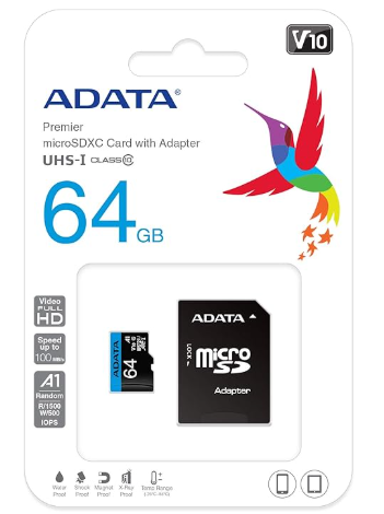 [USB0146] Micro SD Adata microSDXC UHS-I Clase 10 64 GB V10 - AUSDX64GUICL10A1-RA1