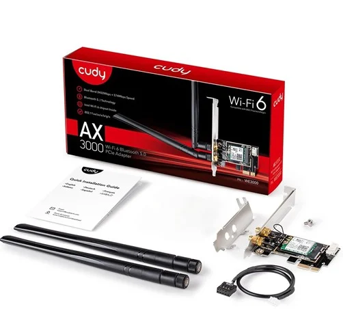 [WIFI0108] Adaptador WIFI PCIE Cudy AX3000 Dual-Band Wifi 6 - Bluetooth 5.2 - WE3000