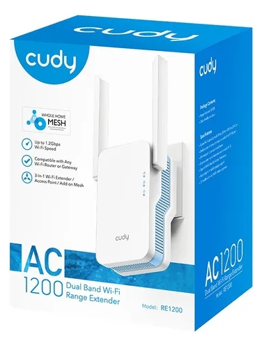 [WIFI0105] Amplificador de Señal Cudy - Dual Band - Wifi 6 - Whole-Home Mesh - Blanco - RE1200
