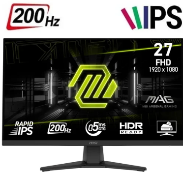 [MT2729] Monitor MSI MAG 272F - 27" - IPS - FHD - 0.5MS - 1920x1080 - 200Hz - Negro - 9S6-3CE51T-002