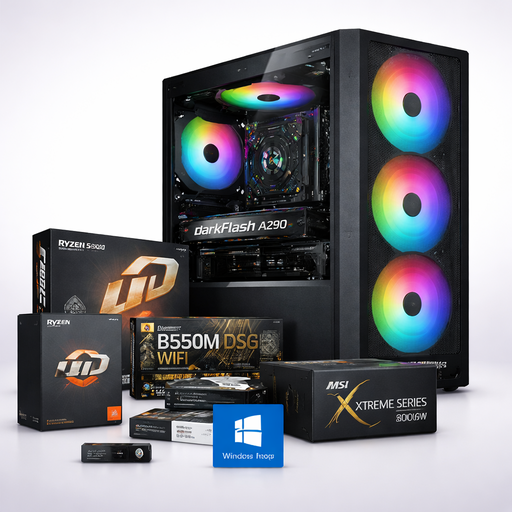 [M-TEK5056] PC M-TEK RYZEN 5 4500 - B550M DS3H WIFI - BT GIGABYTE - 16GB RAM - 5050 SHADOW 8GB MSI - M.2 500GB KINGSTON - CASE DARKFLASH A290 - FUENTE 800W -WINDOWS 11 PRO