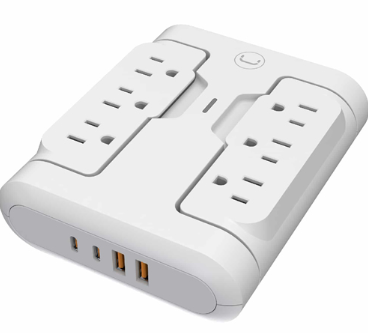[CAR0139] Regleta de Pared UNNO TEKNO de 6 EN 1 - 2X USB - PW5086WT