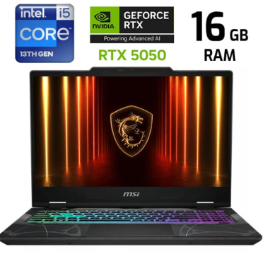 [LP1750] Laptop MSI Cyborg 15 - I5-13420H - 512GB SSD - 16GB DDR5 - RTX5050 8GB - Translucent Black - 9S7-15Q342-665