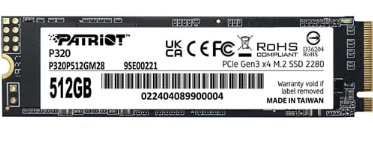[SSD1249] SSD M.2 Patriot P320 512 GB PCIe Gen3 x4 - P320P512GM28