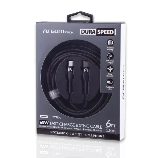 [CAB0067] Cable Argom Tech 65W Carga Rapida - 6ft/1.8m - ARG-CB-0047BK