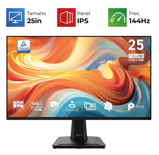 [MT2751] Monitor MSI Pro MP251 E14L - 24.5" - IPS - FHD - 1MS - 1920x1080 144Hz - Negro - 9S6-3PD2CM-048